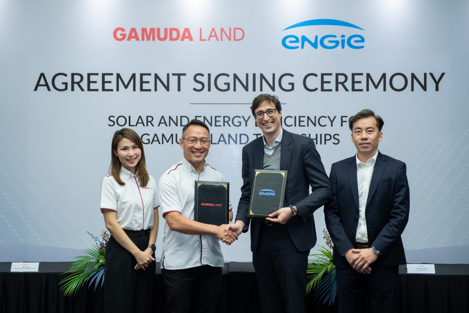 Left to right: Jess Teng Poh Fern, Chief Operating Officer, Gamuda Land; Chu Wai Lune, CEO, Gamuda Land; Thomas Baudlot, CEO of Energy Solutions APAC and Country Head for Southeast Asia, ENGIE South East Asia; Wong Yin Kee, Managing Director, ENGIE Services Malaysia 