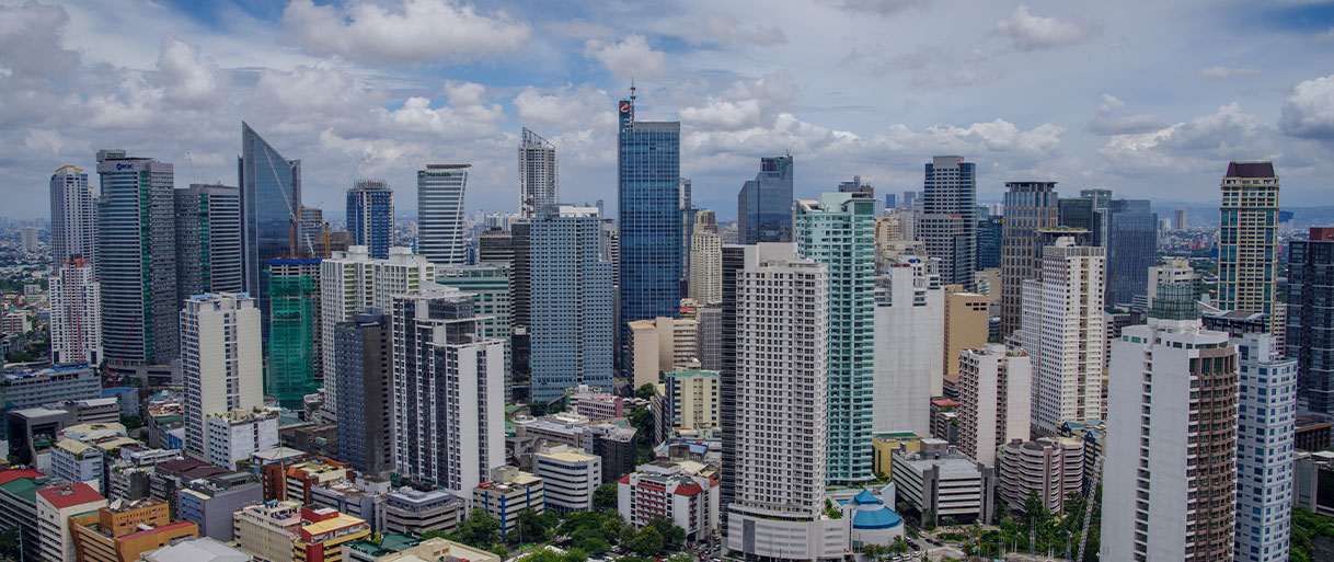 View of downtown Makati district in the Philippines