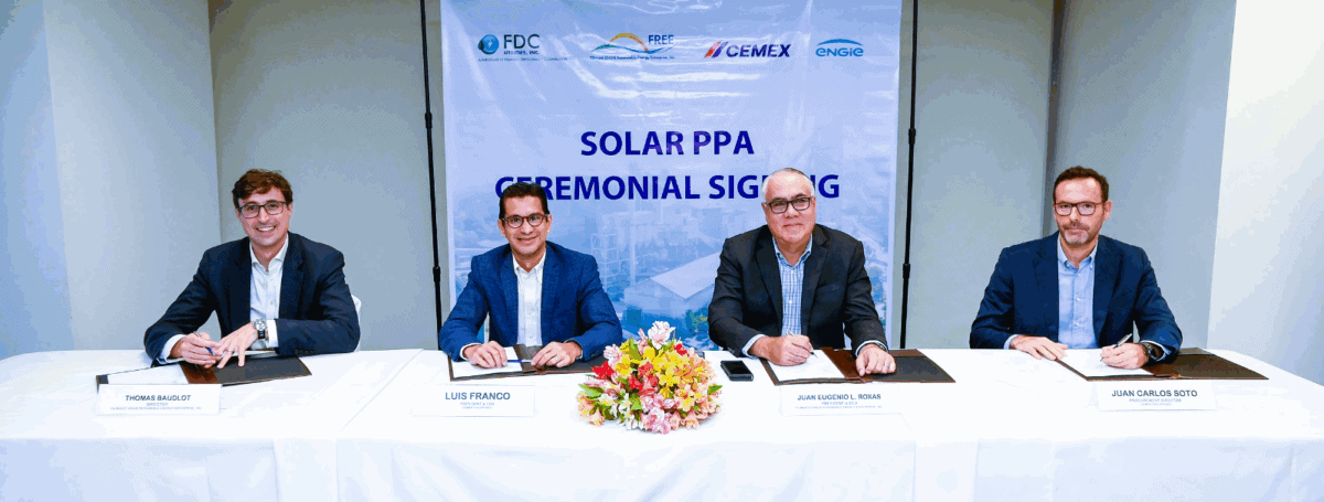 Executives signing solar PPA agreement at Engie SEA event in the Philippines.